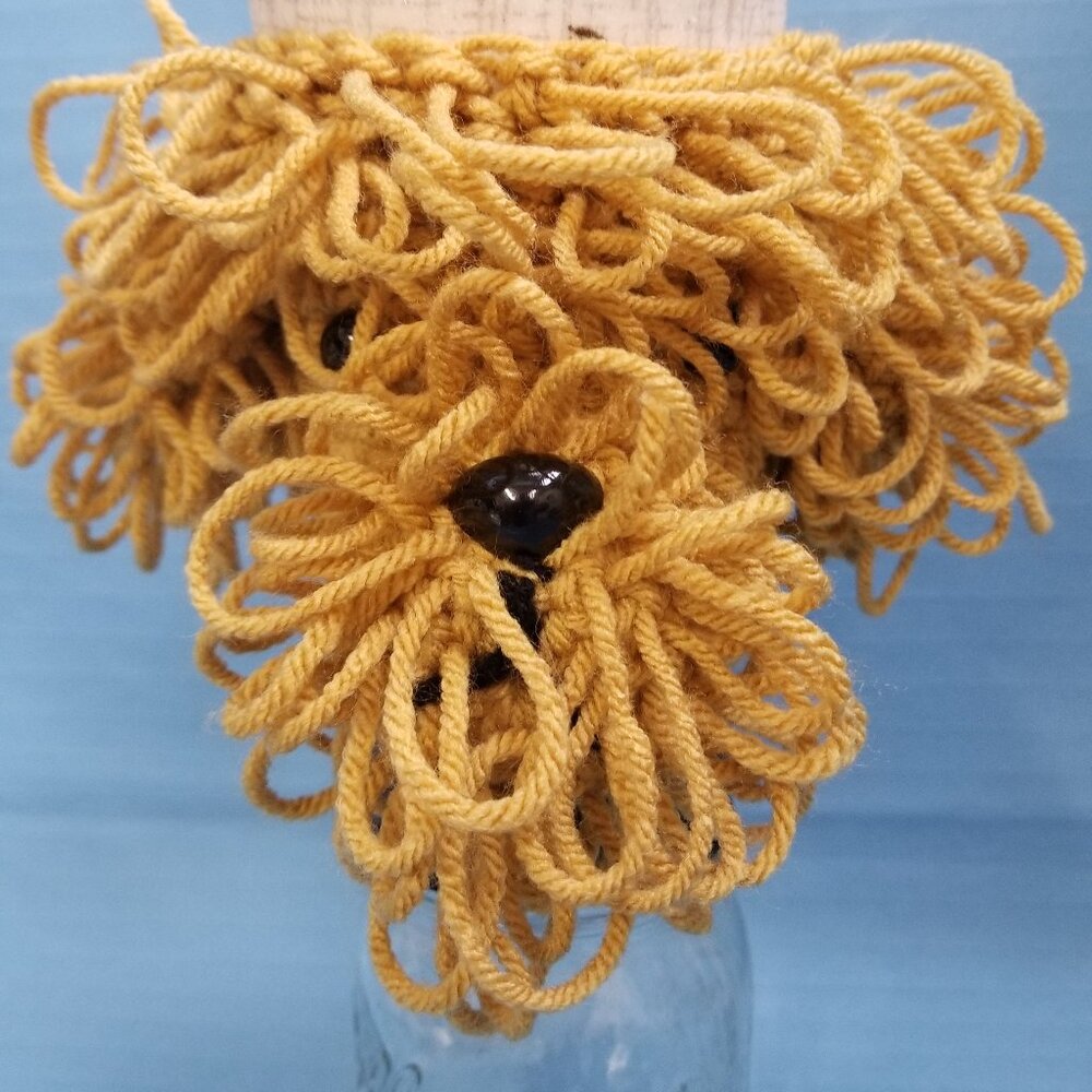 Golden Doodle Curly Hair Dog Crochet  Handmade Cup Cozy Holder Gifts by Bren